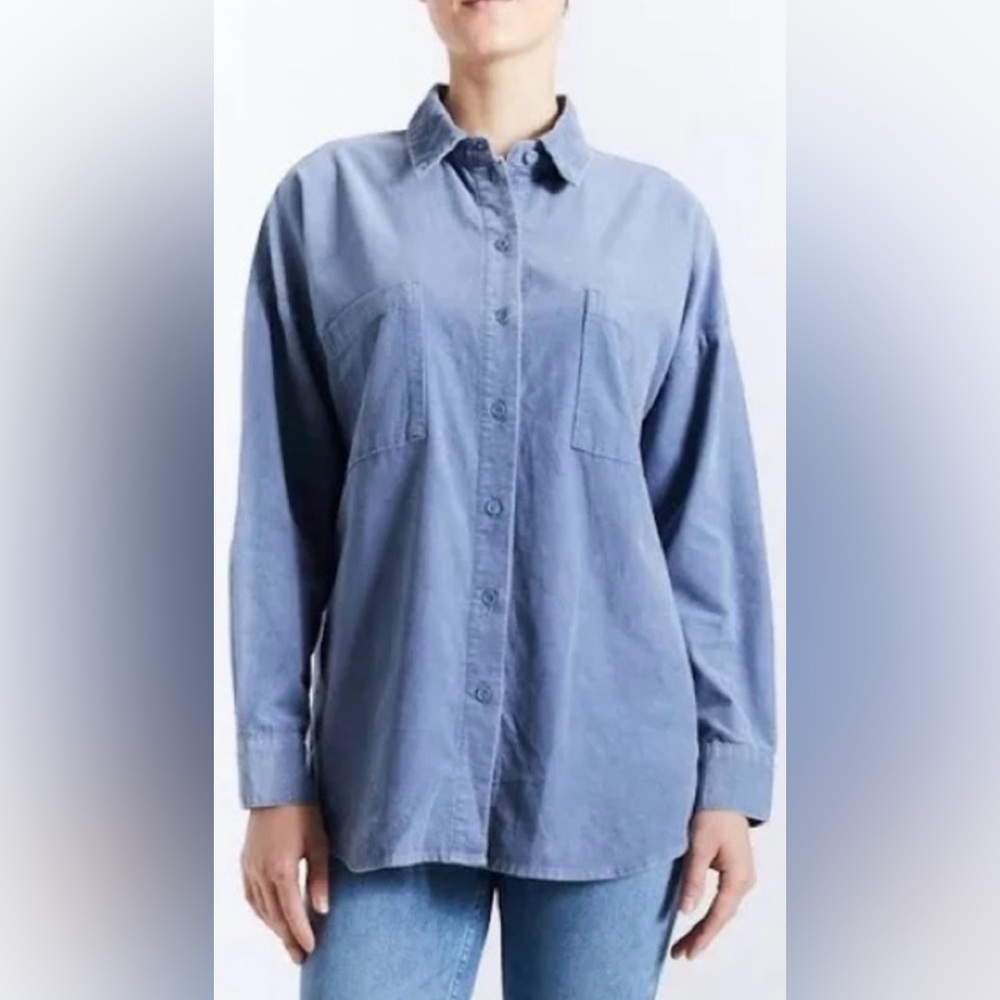 Oat NY Button Down Long Sleeve Blue Shirt M